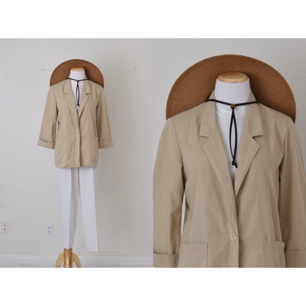 Vintage 90s Khaki Light Blazer by Alfred Dunner | size 10